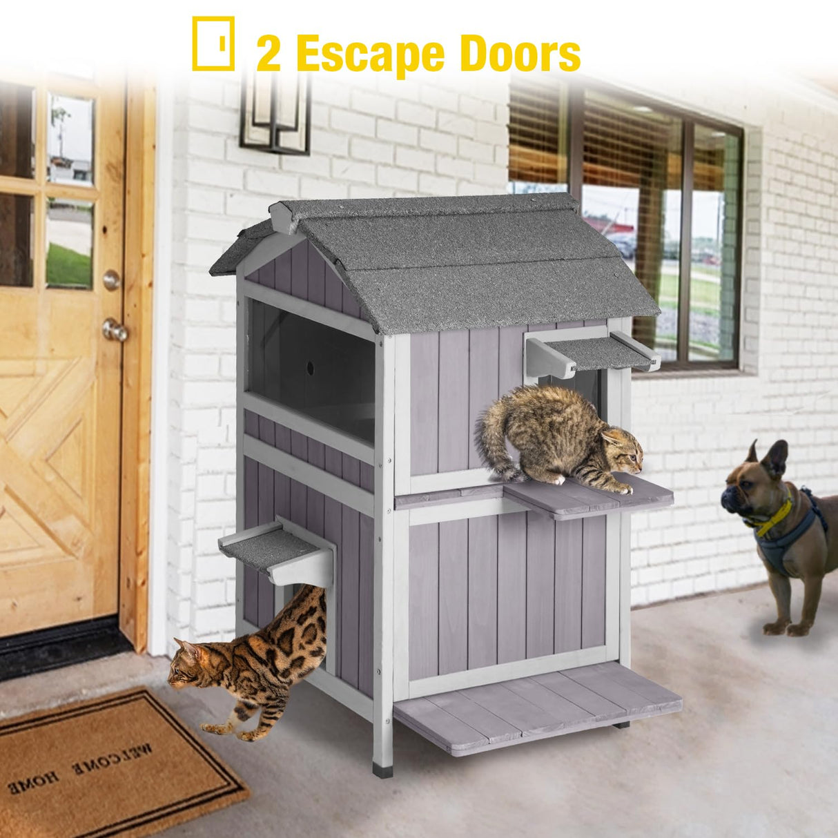 Aivituvin Cat House Outdoor Heated Feral Cat Shelter, Weatherproof Cat Enclosure 100% Insulated with All-Round Insulated Liner Aivituvin