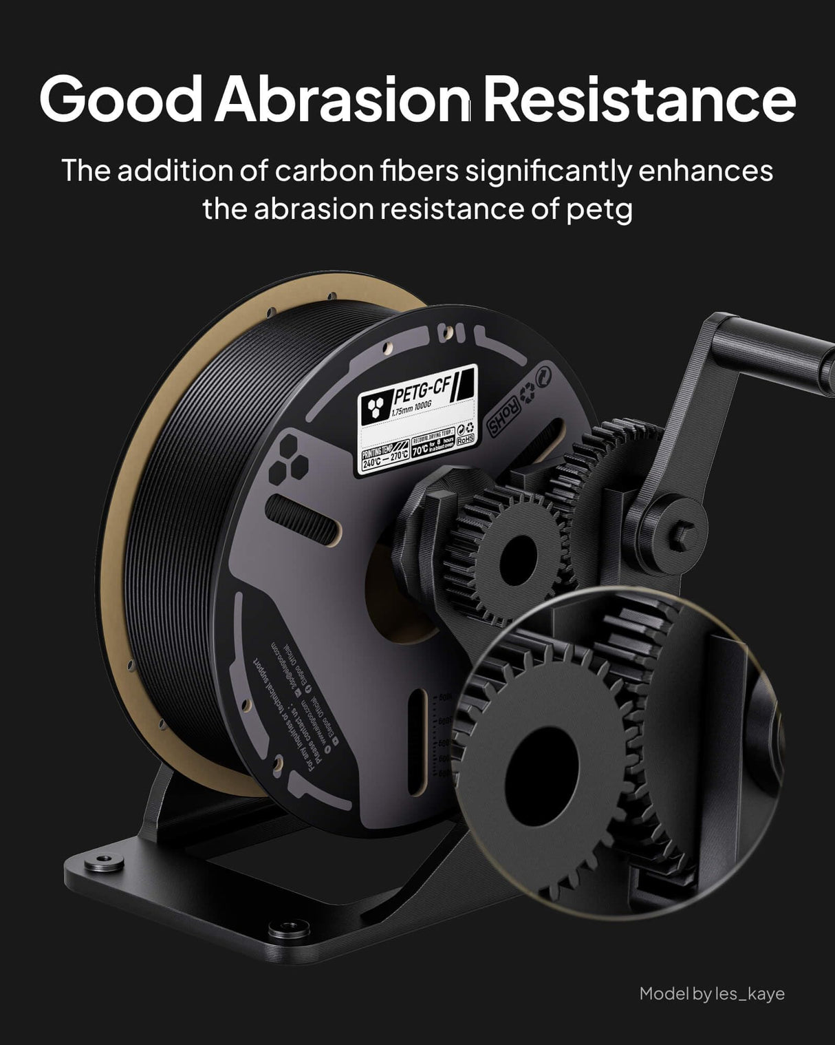 ELEGOO Carbon Fiber PETG Filament 1.75 mm Black 1KG, High Strength & Rigidity PETG-CF 3D Printing Filament, Abrasion Resistance for Functional Parts, 1KG(2.2lbs) Spool for Most FDM 3D Printers ELEGOO