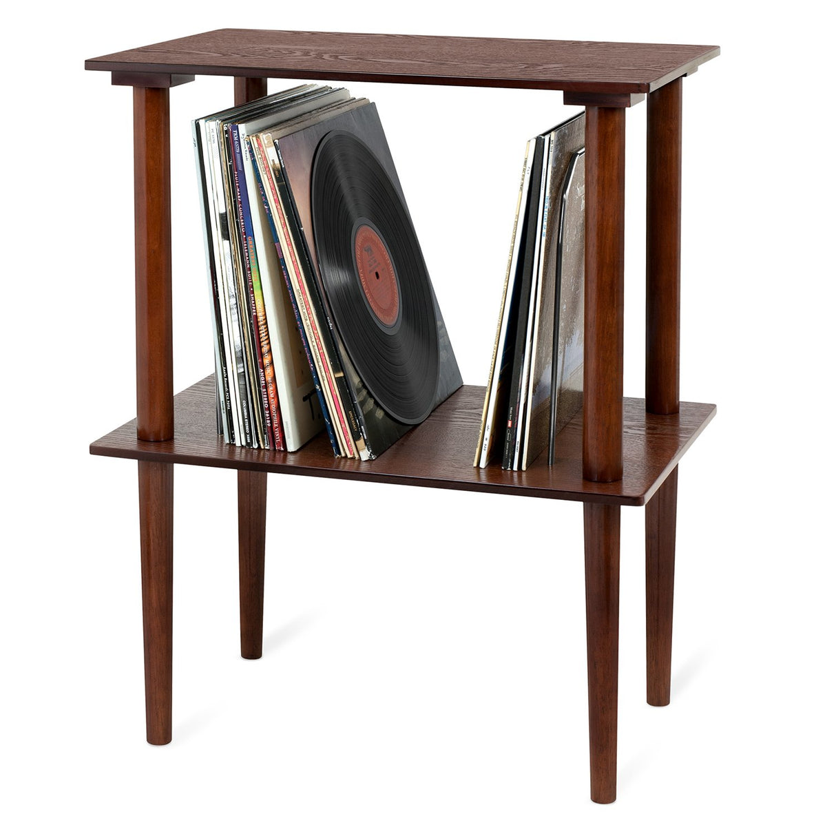 Victrola Wooden Stand for Wooden Music Centers with Record Holder Shelf, 20.75"D x 27"W x 13.75"H, Espresso Victrola