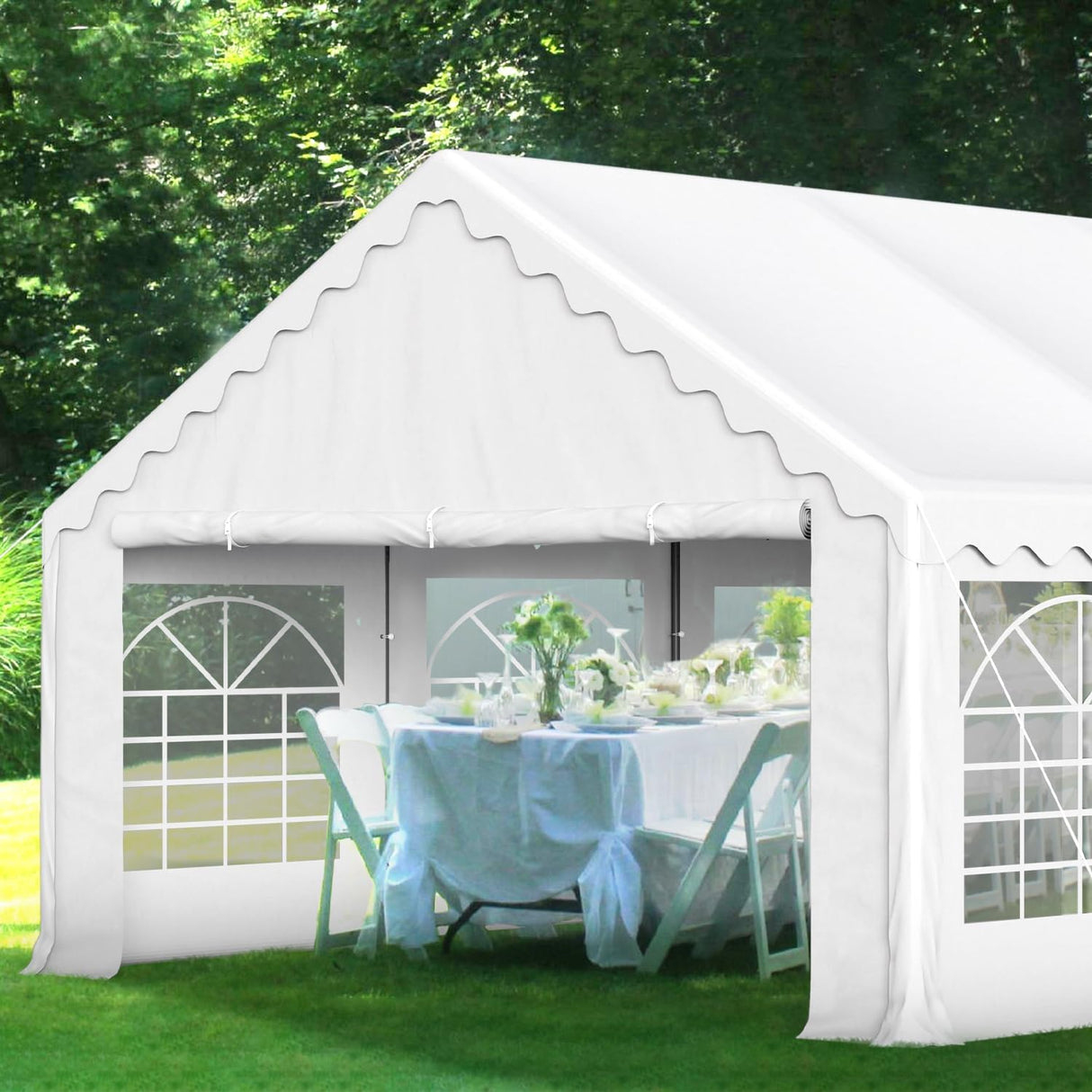 GREEN PARTY 16x20FT Party Tent Heavy Duty, Large Wedding Event Shelters with 3 Carry Bags & Removable Sidewalls, Outdoor Canopy Gazebo Commercial Tent for Carport Camping Garden Patio GREEN PARTY