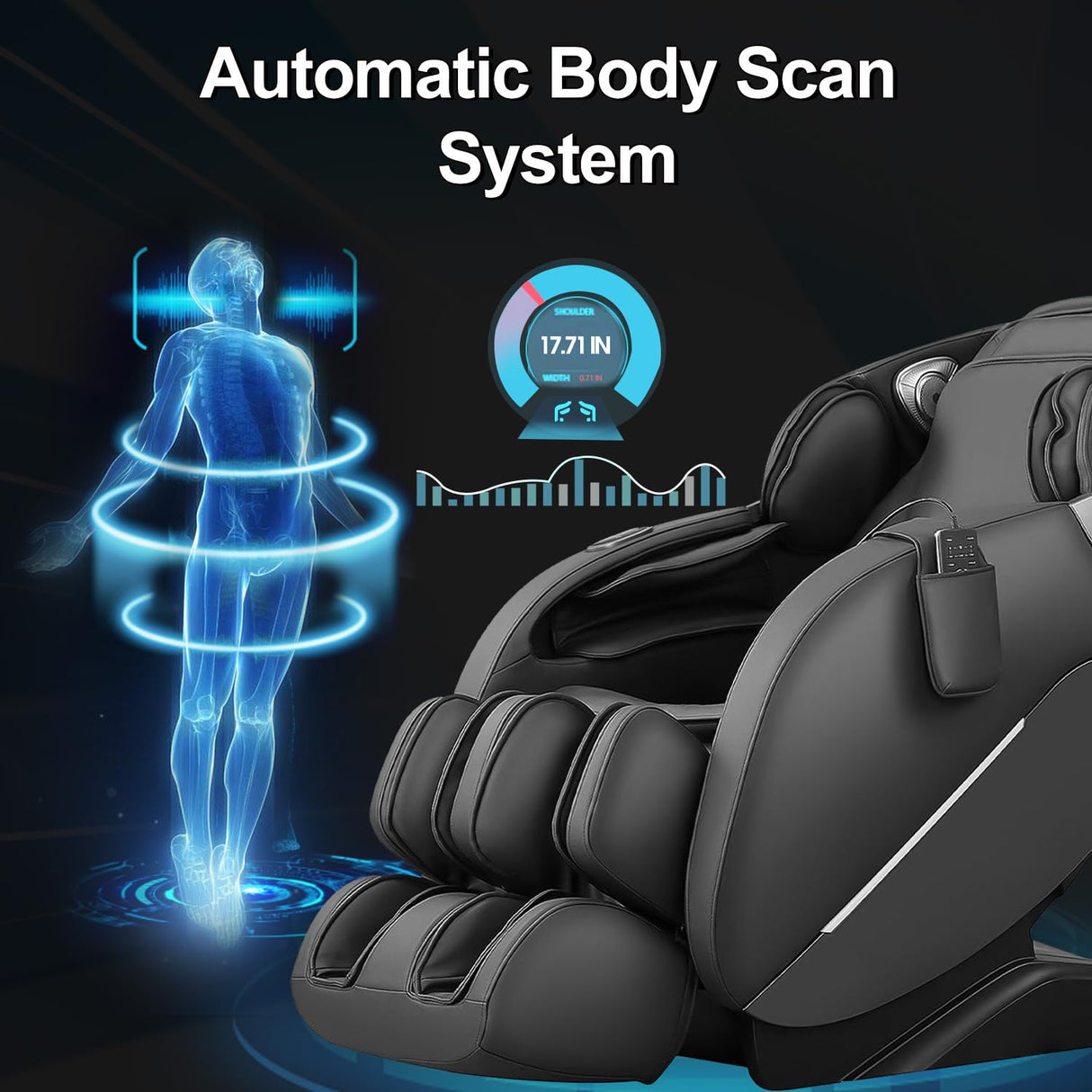 MYTHIA A303 Massage Chair iRest System, Full Body with Heat, Zero Gravity, 53.15" SL Track Shiatsu Recliner with Auto Body Scan, Bluetooth Speakers, Footrest Calfrest Extension (Black) MYTHIA