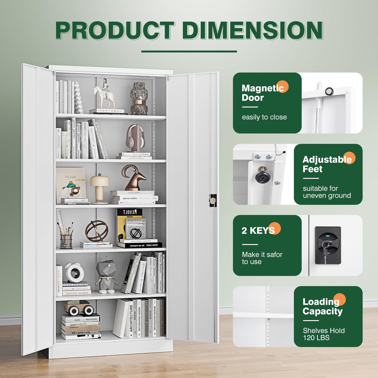 Letaya Metal Garage Storage Cabinets with Lock Door and Adjustable Shelves, Steel Tool Cabinets for Home,Office,Warehouse Organisieren (White, 71" H) Letaya