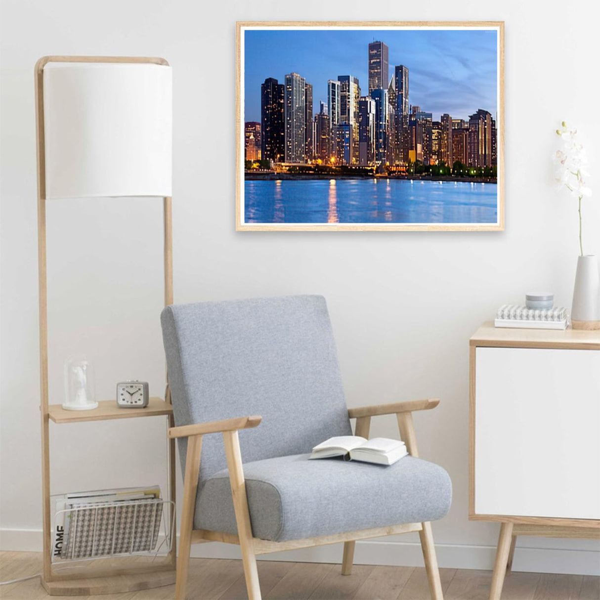 KAYEIUU Diamond Painting Adult Painting Kits Chicago Skyline of The Downtown Skyline at Dusk Home Bedroom Living Room Art Wall Decoration 12x16inch KAYEIUU