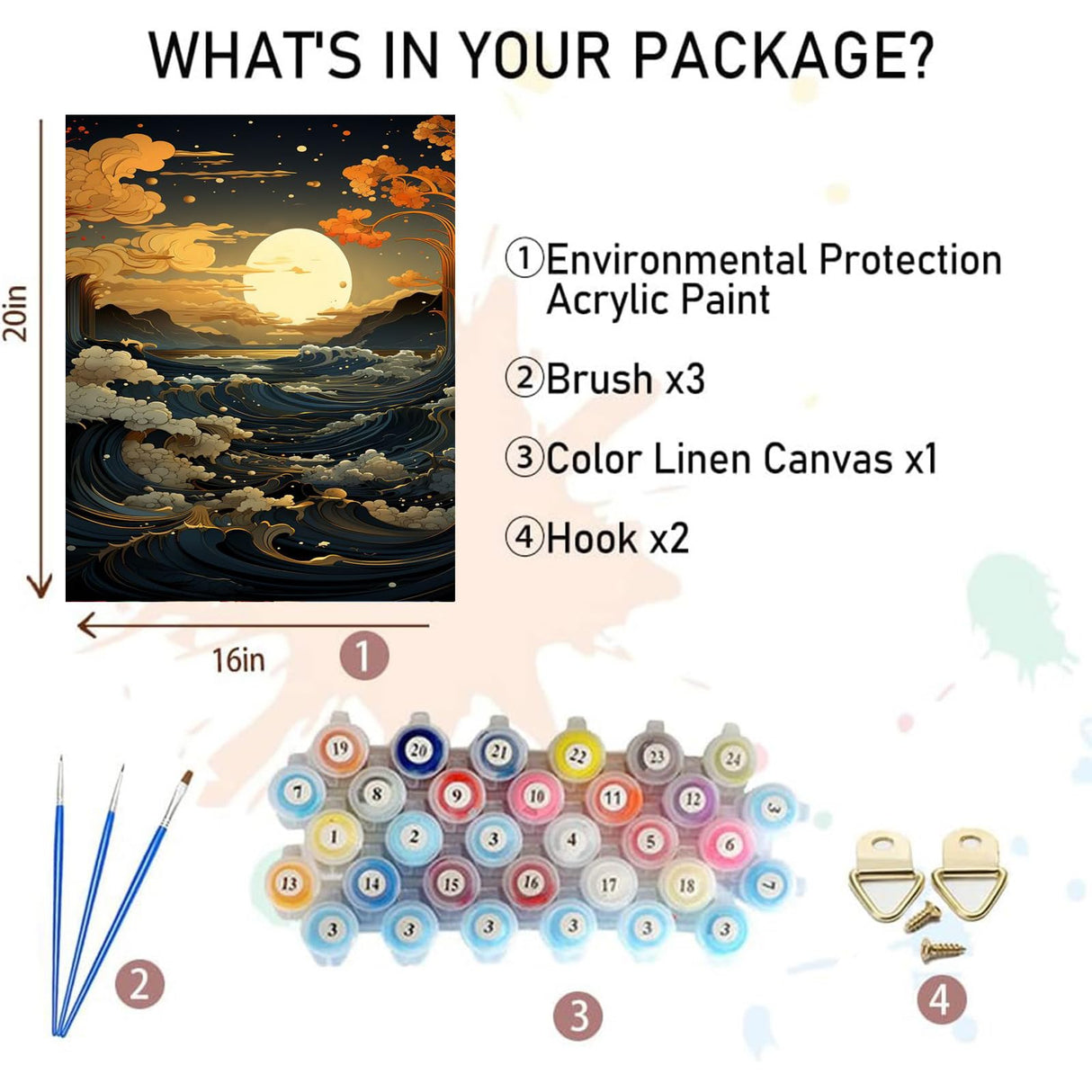 xackcme Ocean Wave Paint by Numbers for Adults - Landscapes Paint by Number on Canvas Without Frame, DIY Scenery Oil Painting for Gift Home Wall Decor (16x20 inch) xackcme