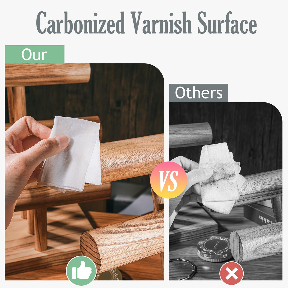 ProCase Bracelet Holder Display Bracelet Organizer, Wooden Bracelet Stand for Selling, T-bar Bangle Storage Rack Wood Watch Display Tower for Business - 3 Tier, Nature ProCase