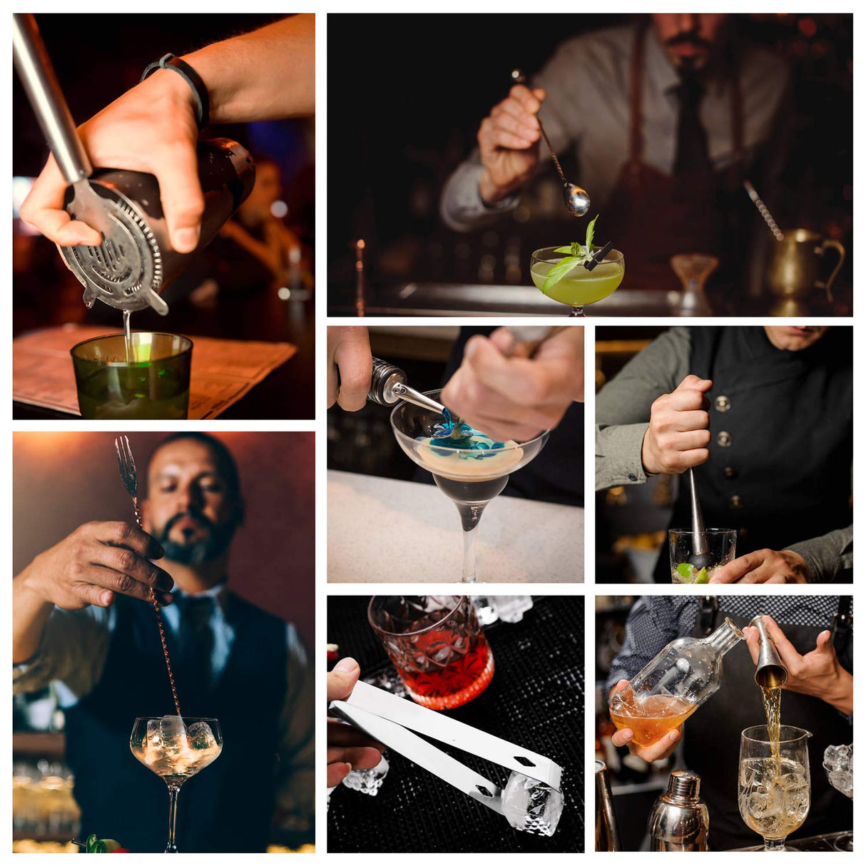 Esmula Bartender Kit with Stylish Bamboo Stand, 12 Piece 25oz Cocktail Shaker Set for Mixed Drink, Professional Stainless Steel Bar Tool Set, Gift for Man Dad- Cocktail Recipes Booklet (Silver) Esmula