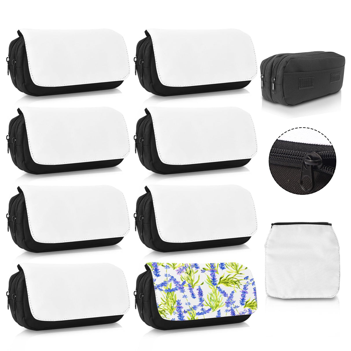 8Pcs Sublimation Makeup Bag Blanks,Sublimation Makeup Bags Bulk Travel Toiletry Bag Cosmetic Bags For Women Heat Transfer Removable Sublimation Bags with Zipper Cosmetic Make Up Bag for DIY Craft KKSUBCA