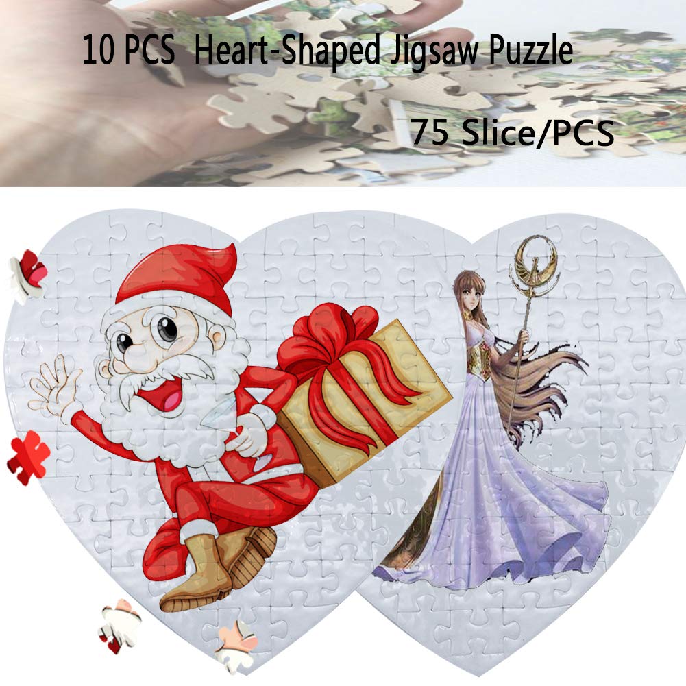 10 Sets Blank Sublimation Heart-Shaped Jigsaw Puzzle with 75 Pieces DIY Heat Press Transfer Crafts Thermal Transfer Puzzle Wholesale Thermal Transfer Pearl Puzzle Blank Puzzle MS WGO