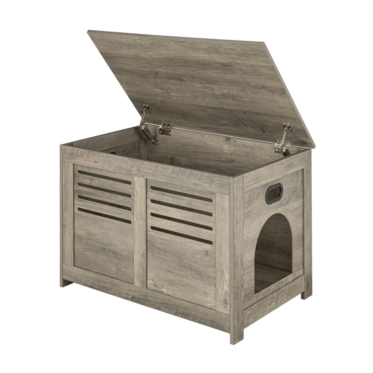 DINZI LVJ Litter Box Enclosure, Flip-Top Enclosed Litter Box, Hidden Cat Washroom with Good Ventilation, Entrance Can Be on Left or Right, Cat House Furniture for Most of Cat and Litter Box, Gray Wash DINZI LVJ