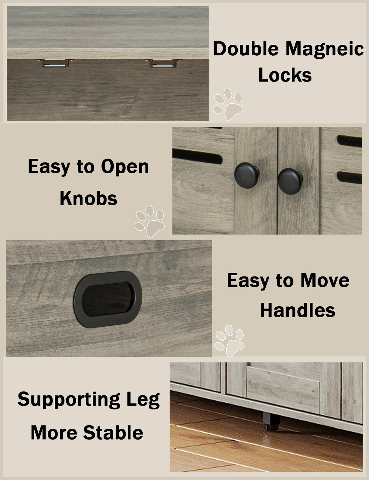 DINZI LVJ Litter Box Enclosure for 2 Cats, Hidden Litter Box Furniture with Double Rooms, Dual Cat Litter House, Front Doors, 47.2" Wooden Hidden Cat Washroom, Side End Table, TV Stand, Gray Wash DINZI LVJ