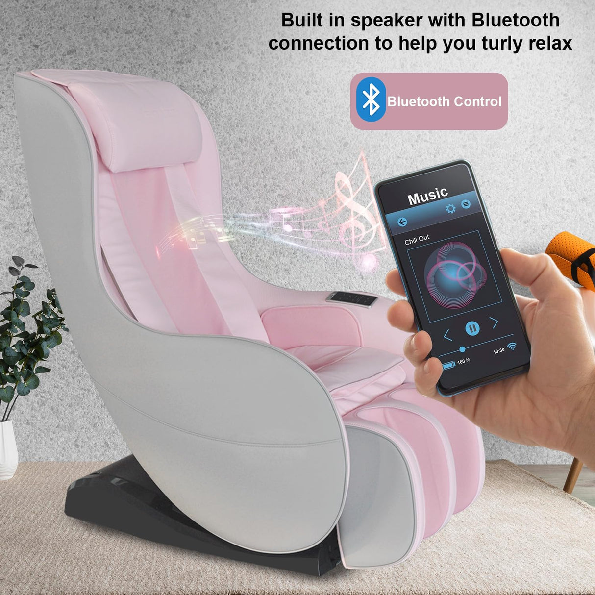 PayLessHere Zero Gravity Full Body Electric Shiatsu Massage Chair Recliner with Massaging Rollers Air Pressure Massage L-Track Stretch Wireless Bluetooth Speaker USB Charger PS4, Pink PayLessHere