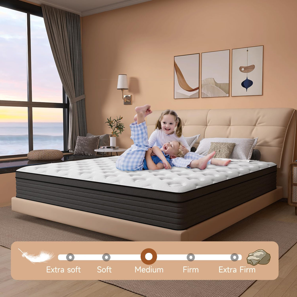 AICEHOME Queen Size Mattress, 14 Inch Individual Pocket Springs with Gel Memory Foam, Medium Firm Mattress in a Box, Memory Foam Hybrid Queen Mattresses,Pressure Relief AICEHOME