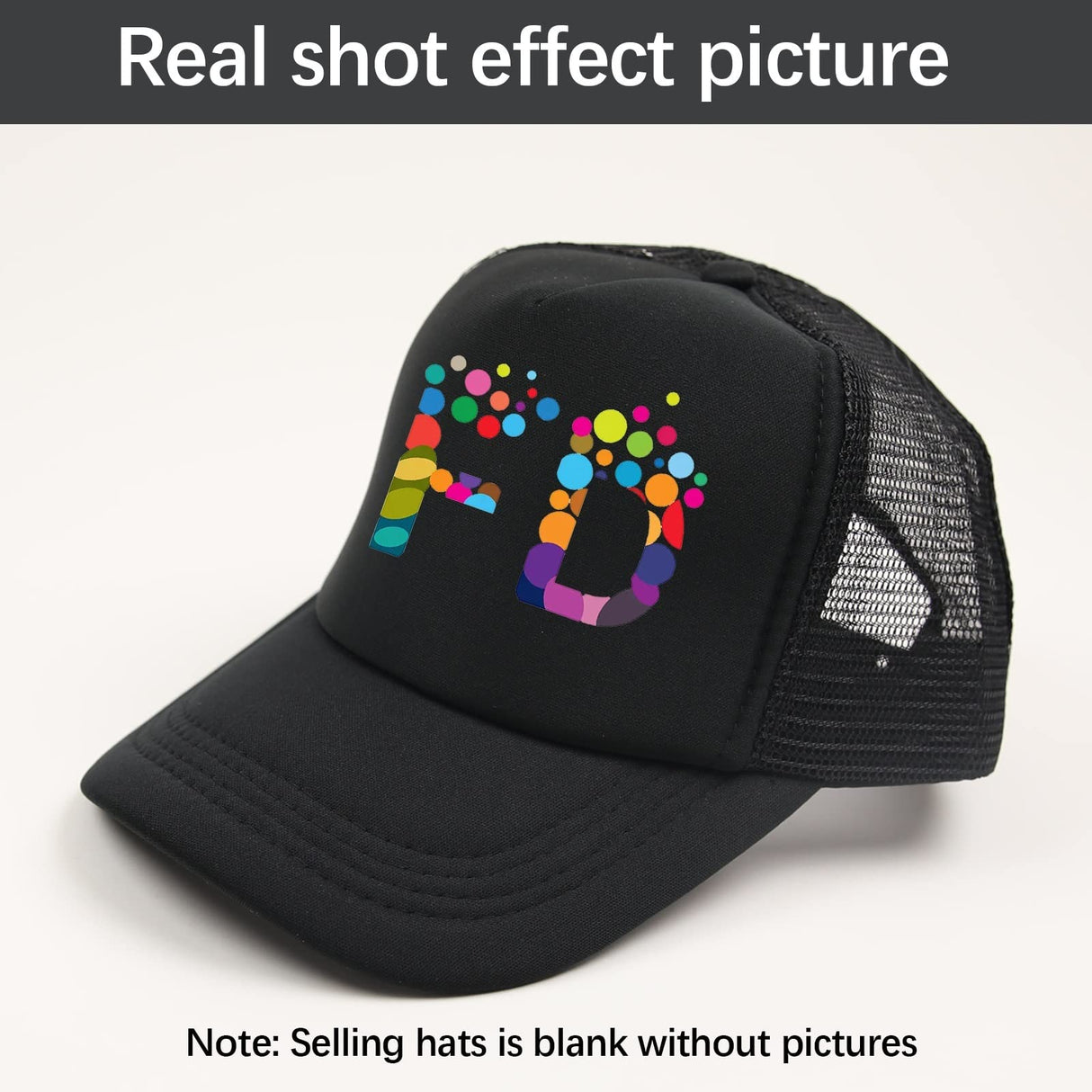 OKBA Sublimation Blank Baseball Cap Polyester Mesh Black Trucker Hat Adult (Black hat * 10pcs) OKBA