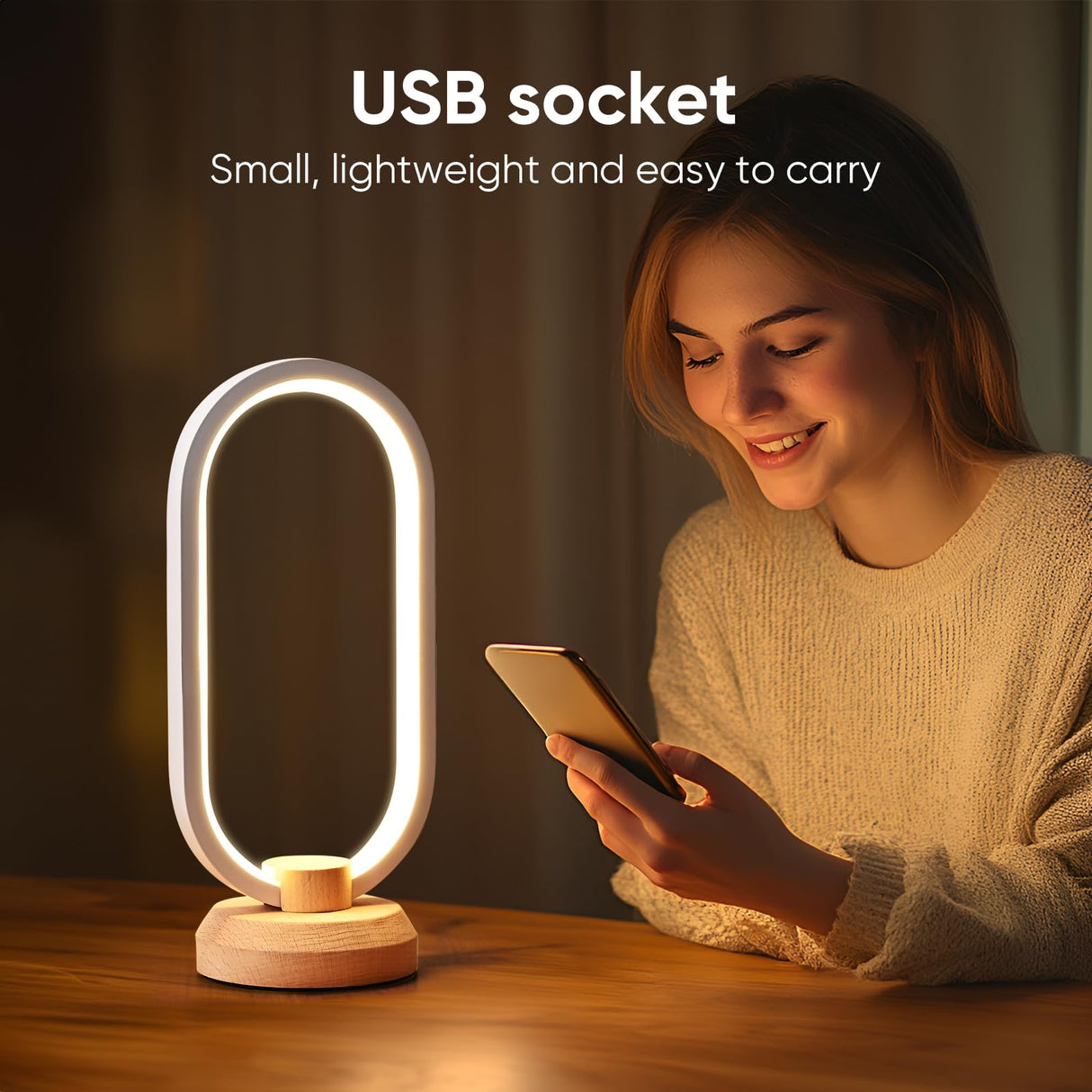 LONRISWAY Modern Desk lamp LED Wood Table Lamp, Bedroom Bedside Night Light, Dimmable Led Lighting, Creative Home Decor, Unique House warmging Gift LONRISWAY