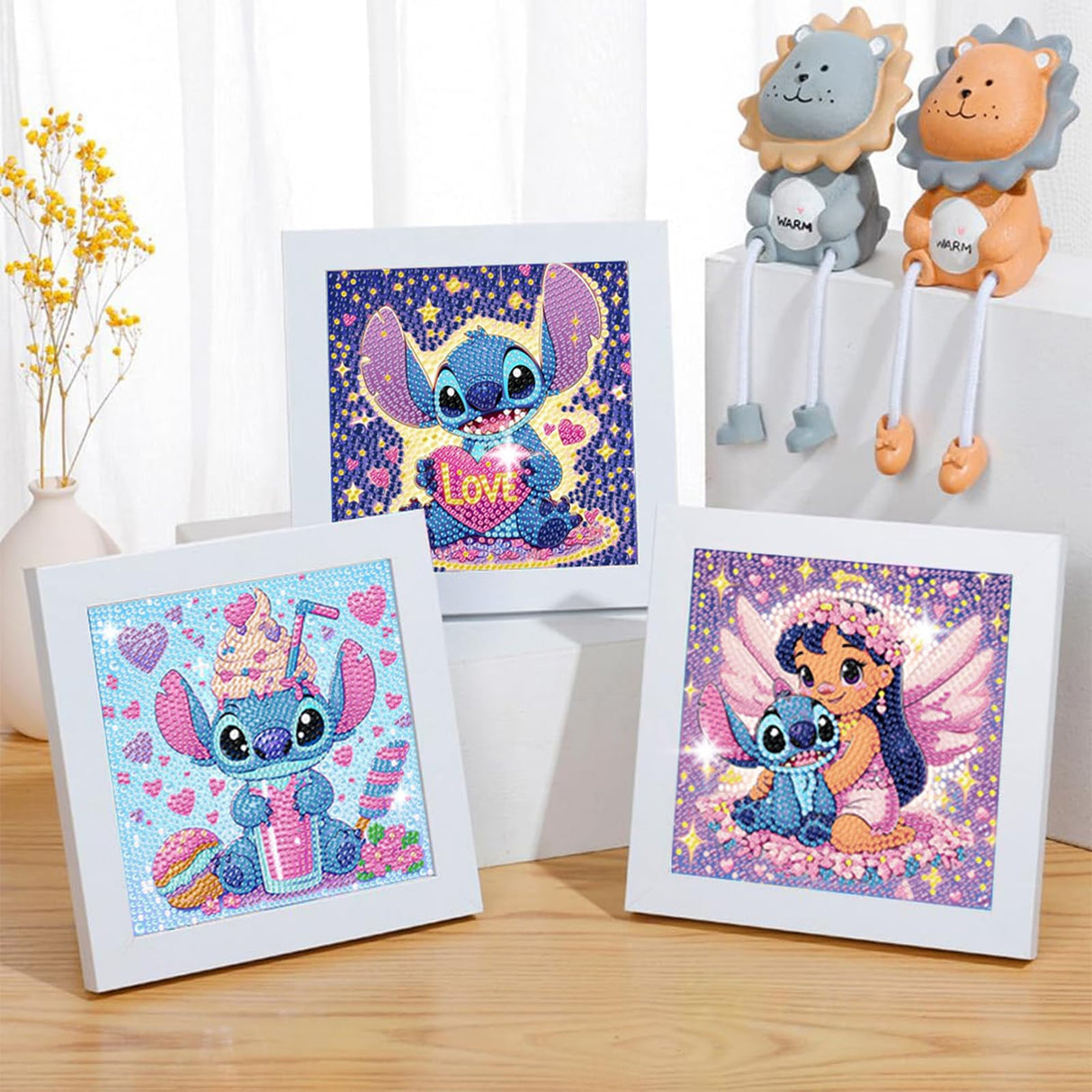 Gearock Small Diamond Art Kits with Frame - Easy DIY Cute Big Gem Painting Kits for Adults Beginners Cartoon Lovers Halloween Christmas Birthday Gifts, 7x7 Inch Gearock