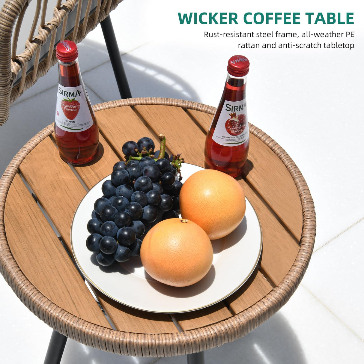 YITAHOME 4 Pieces Patio Furniture Set, Outdoor Wicker Patio Conversation Set, All-Weather Rattan Bistro Set with Loveseat Chairs Table Soft Cushions for Garden, Porch, Backyard - Grey YITAHOME