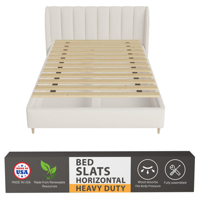 Greaton, 0.68-Inch Heavy Duty Horizontal Wooden Bunkie Board/Bed Slats, 72" x 54", Beige