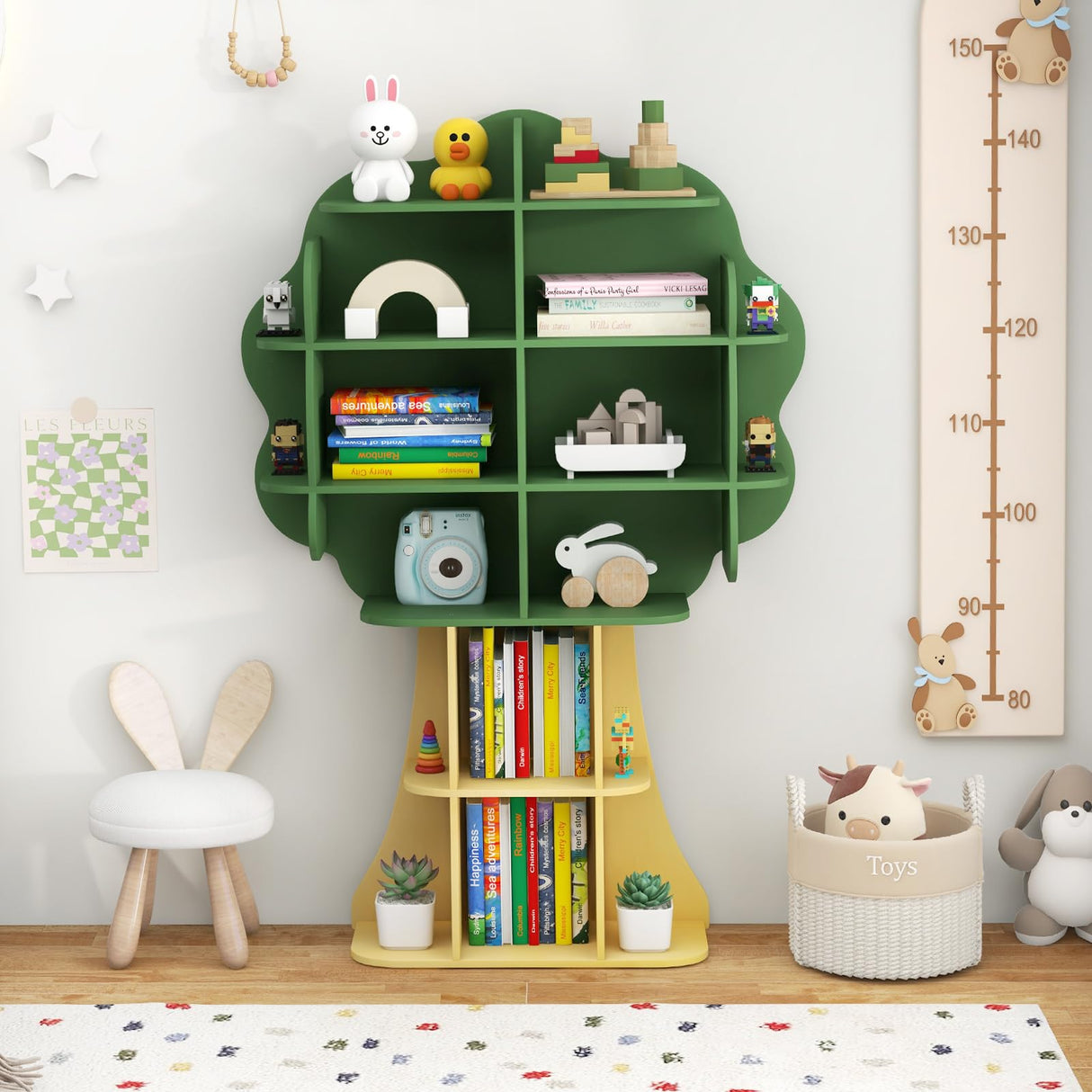 Costzon Tree Kids Bookshelf, 6-Tier Toddler Montessori Shelf Book Rack, Toy and Book Storage for Kids, Wooden Children's Bookcase, Toy Storage Organizer for Preschool, Kids Room, Playroom, Nursery Costzon