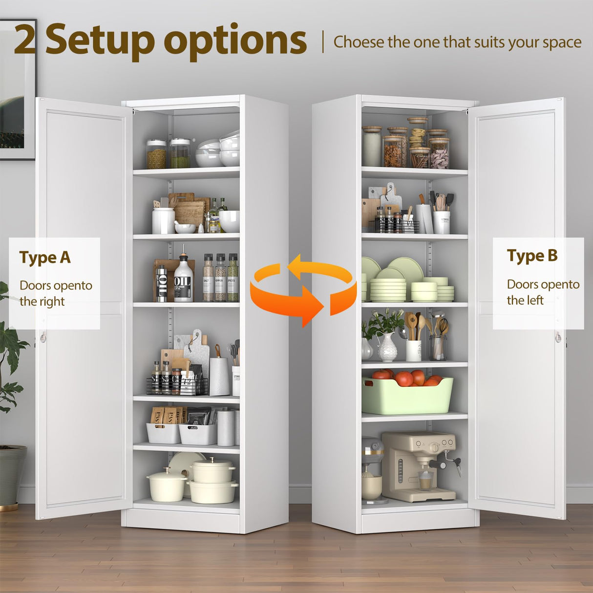 pozdeg 67" Metal Storage Cabinet with Lock, Tall Narrow Office File Cabinets with 5 Adjustable Shelves, Metal Steel Locker for Home, School, Office, Garage or Gym (White) pozdeg