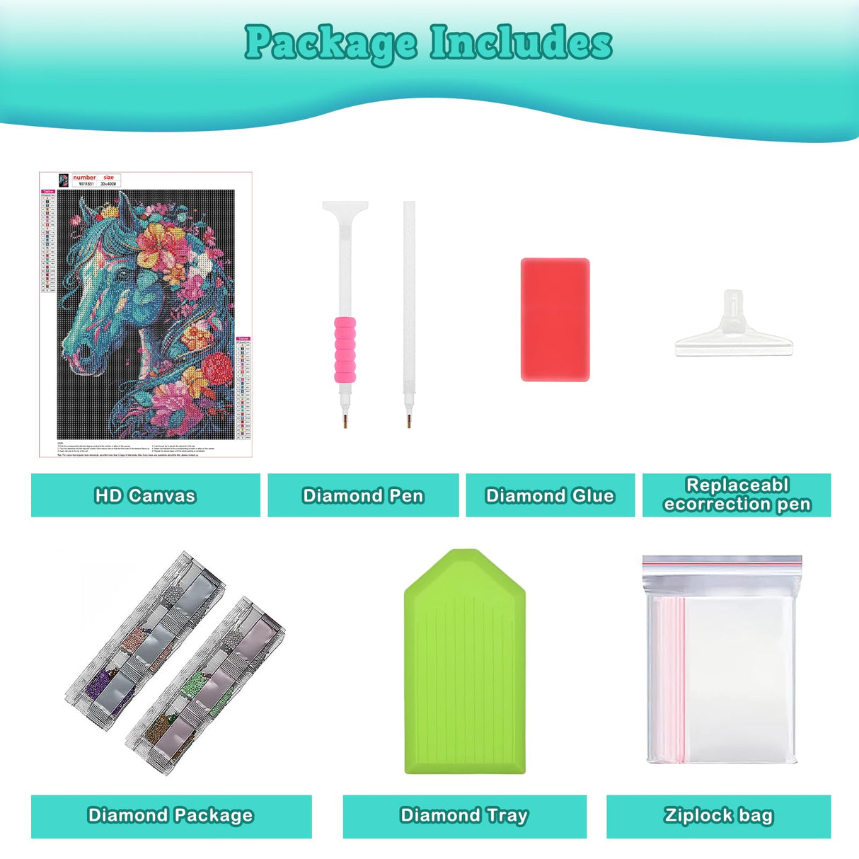 Genius maker Horse Diamond Painting Kits for Adults, 5D Animal Diamond Art Kits for Beginners DIY Full Drill Diamonds Painting Pictures, Diamond Gem Art Painting DIY Crafts Kit Decor, 12x16inch Genius maker