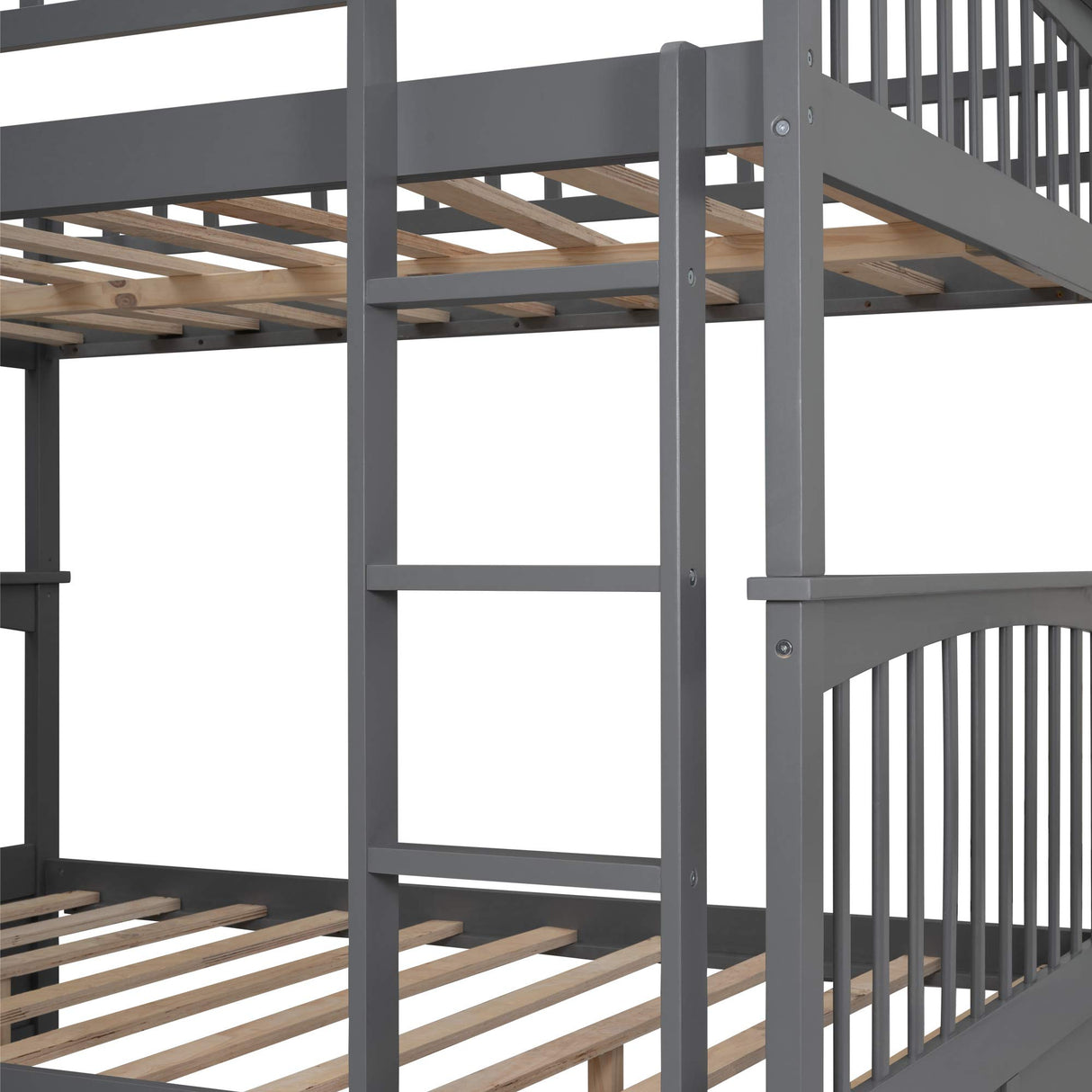 Harper & Bright Designs Full Over Full Wood Bunk Bed with Two Storage Drawers and Ladder, Convertible Storage Bunk Bed Can Be Divided Into Two Full Size Daybeds (Grey) Harper & Bright Designs