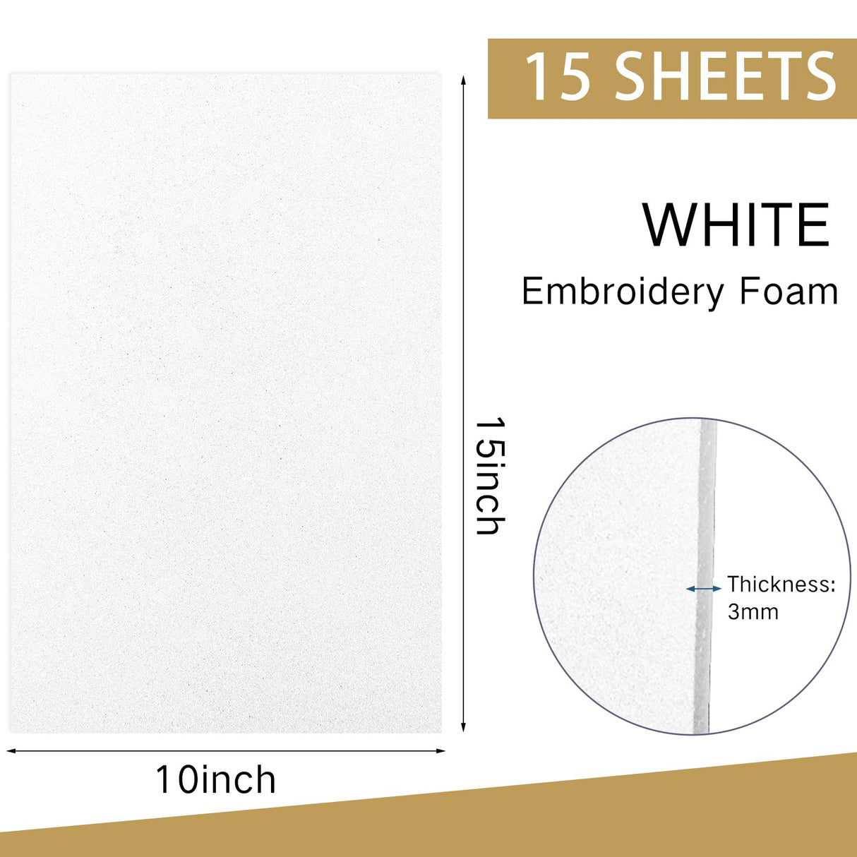 Innconee 15 Pcs Embroidery Foam 3mm Thick 10 x 15 Inch 3D Puffy EVA Foam Sheets for 3D Embroidery Arts and Crafts, DIY Projects, Hand Sewing, Quilting, Hats, Cosplay Costumes, Bags(White) Innconee