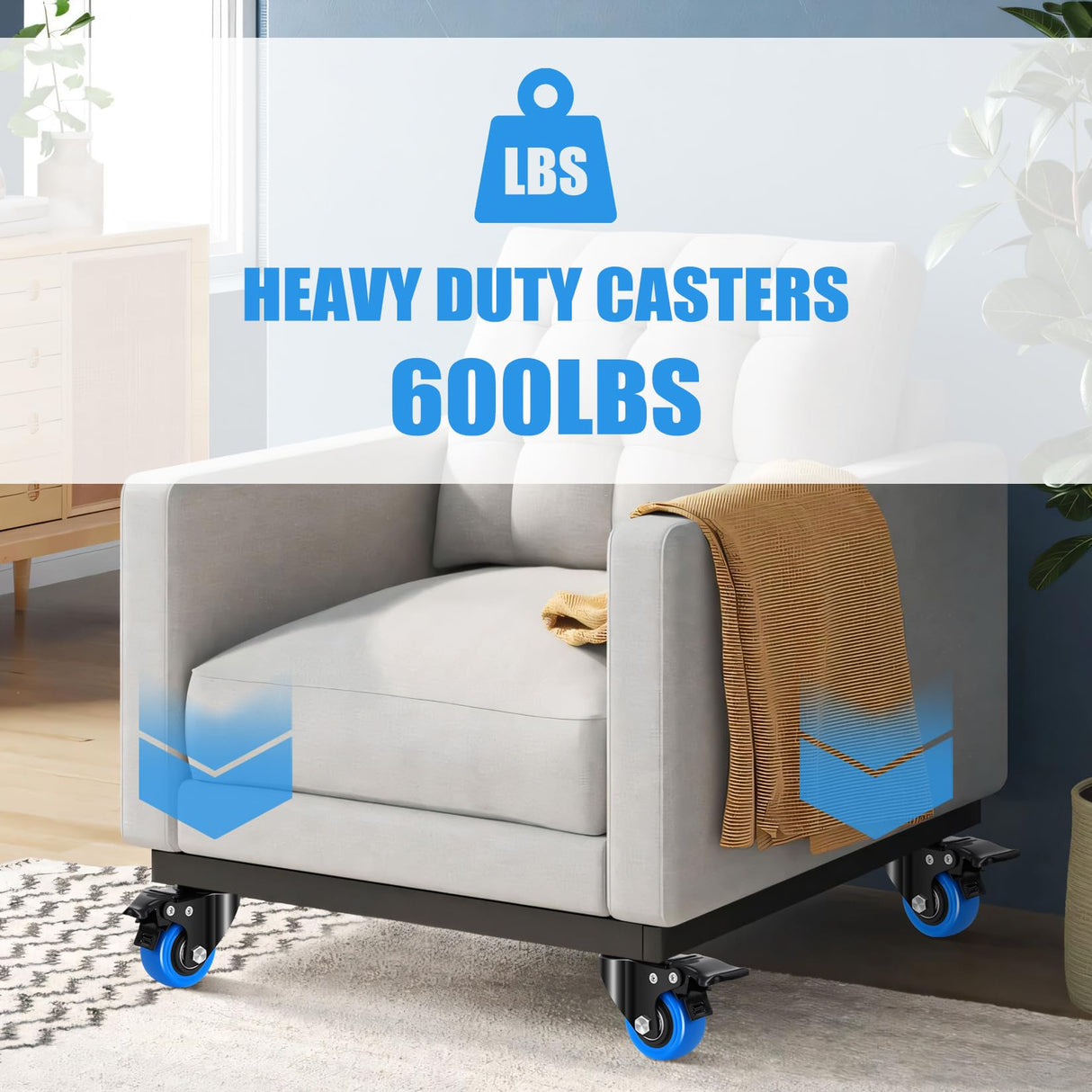 Humagineer 2 Inch Casters Wheel Set of 8, 1200 Lbs Heavy Duty Casters, Safety Swivel Casters with Brake, No Noise Top Plate Wheels for Furniture, Carts (Free Screws and 1 Screwdriver) Humagineer