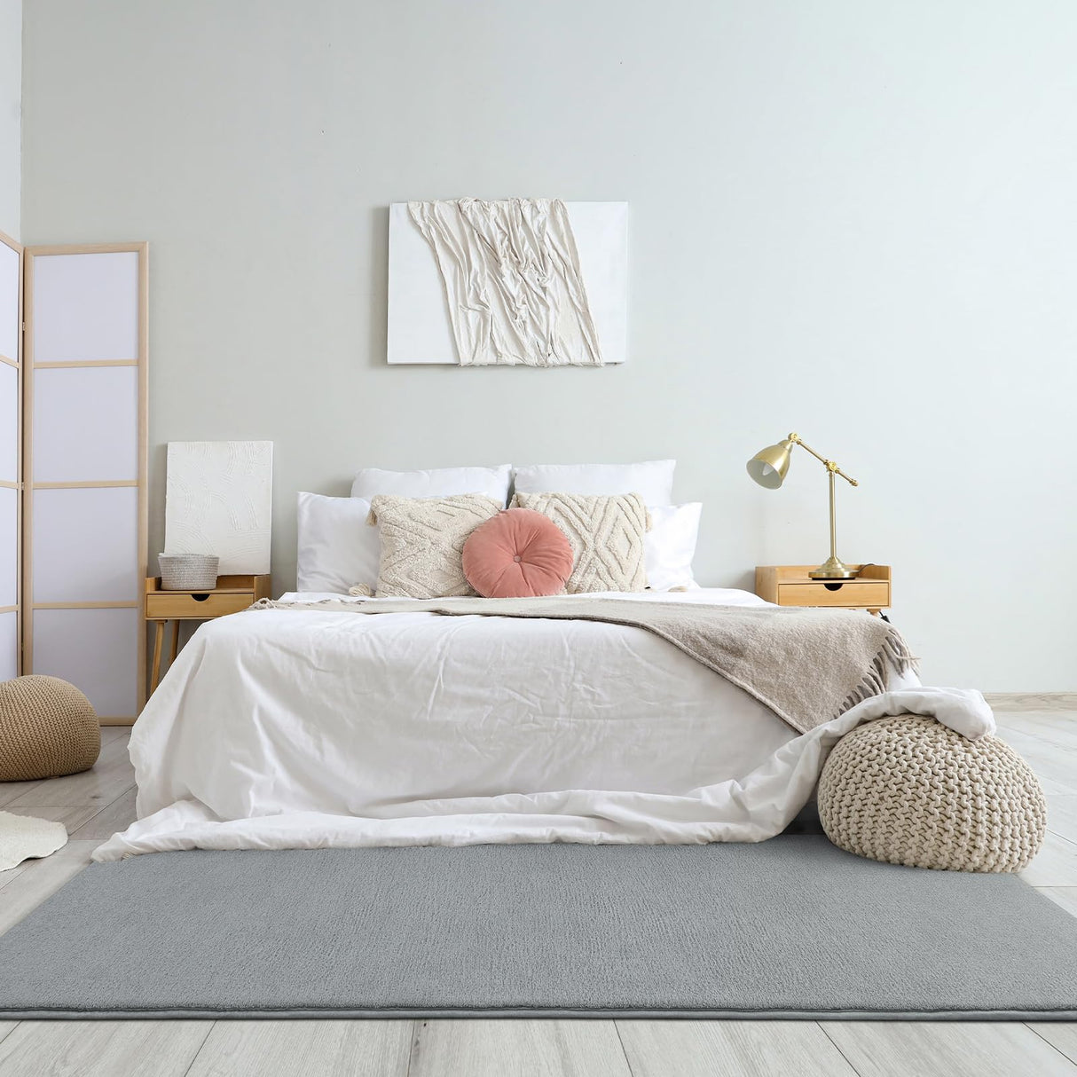 Amearea Modern Soft Hallway Runner Rug, 2x6 Feet Washable Runner Rugs for Hallway, Grey Fluffy Rug Bedroom Bedside Rugs, Non Slip Memory Foam Rug Carpet for Entrance Kitchen Living Room Decor Amearea