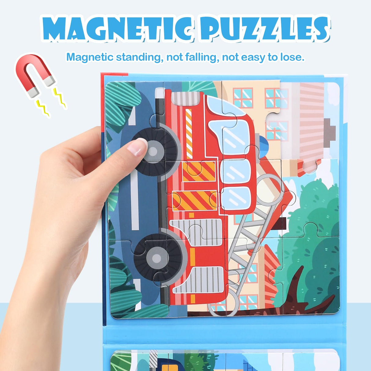 Magnetic Puzzles for Kids Ages 3-5, 3 in 1 Vehicle Toddlers Magnet Jigsaw Puzzle Book, Kids Travel Road Trip Puzzle Toys for Boys and Girls Ages 4-8 (Vehicle(12-16-20)) BBtinker