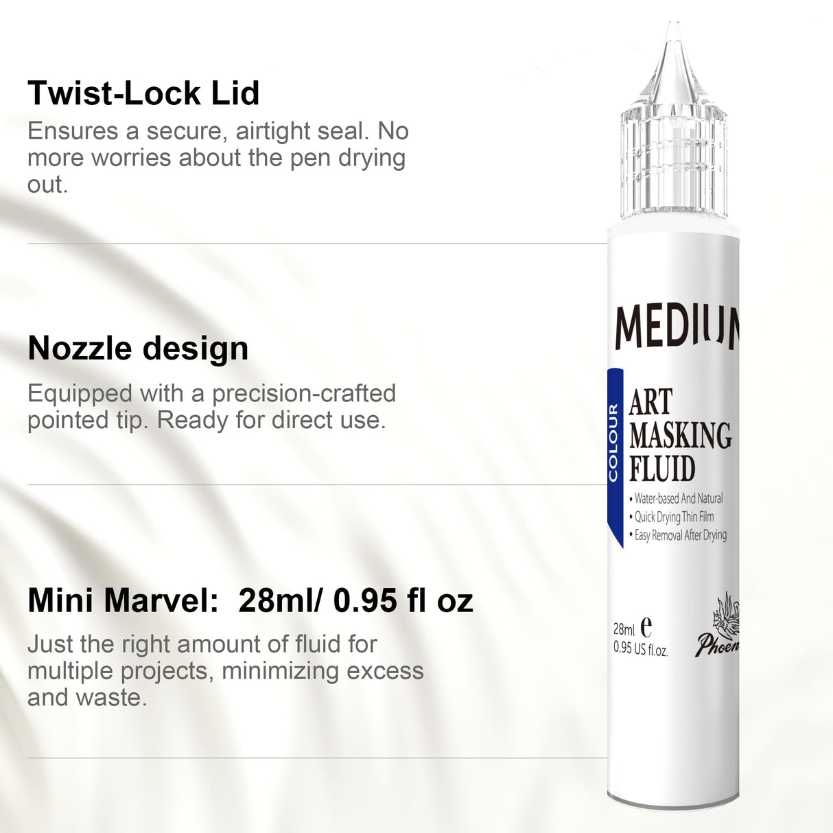 AUREUO Masking Fluid for Watercolor Painting - 28ml / 0.95 fl Oz Liquid Masking Fluid Pen Water Color Medium Art Supplies for Artists AUREUO