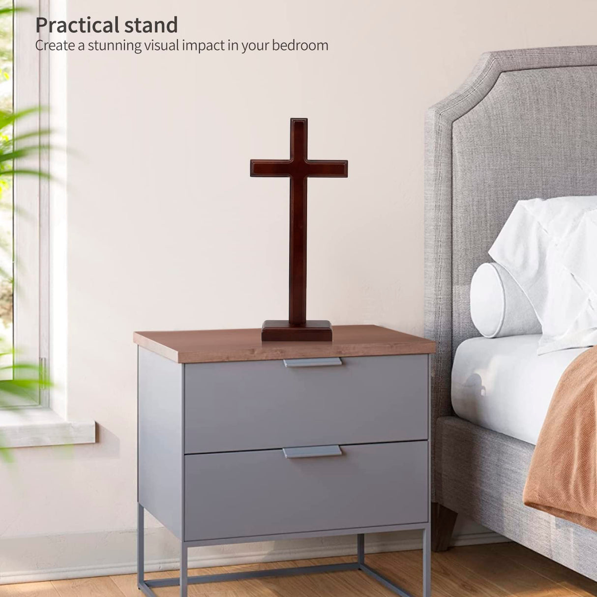 ARCHOBAN Wooden Wall Cross with Stand, 12.8 Inch Catholic Wood Crafted Crosses for Wall or Tabletop, Giftable ARCHOBAN