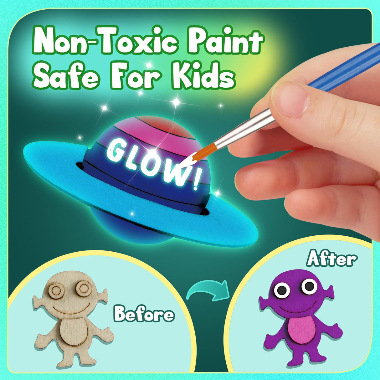 Byncceh DIY Wooden Magnets, 40 pcs Magic Magnetic Paint Set, Wood Arts and Crafts Painting Kit for Kids, Make Your Own Fridge Magnets Craft Kits Party Favors Gifts Toys for Girls Boys Ages 6-8 8-12 Byncceh