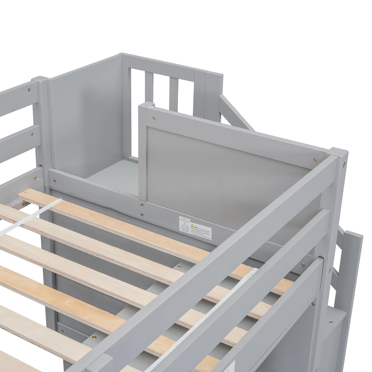 Bellemave Modern Farmhouse Twin Low Loft Bed with Storage and Play Space in Grey Bellemave
