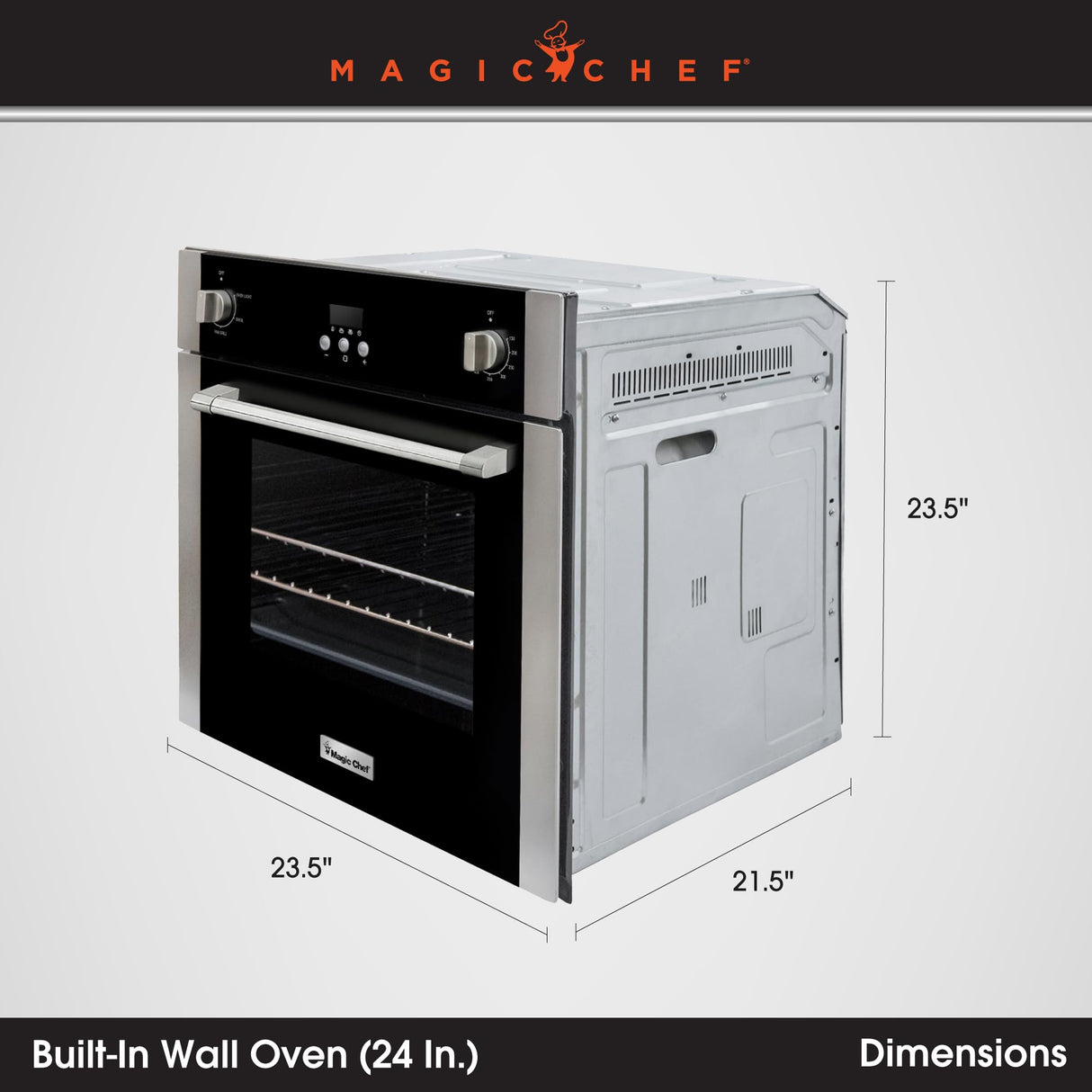 Magic Chef Single Electric Wall Oven with Convection Feature for Cooking & Baking, 24" Magic Chef