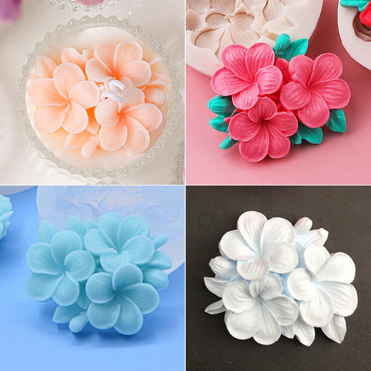 Wehous 2PCS Flower Silicone Mold 3D Cute Flower Resin Candle Molds for Candle Making Silicone Fondant Chocolate Cake Decorating Mold Candle Soap Wax Resin Concrete Clay Casting Craft Mould Wehous