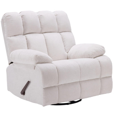 Eiayeebil Oversized Recliner Chair, 360° Swivel Rocker Recliner for Big Man, Extra Wide Manual Recliner, Overstuffed Soft Glider Rocking Sofa Chair for Living Room(Beige)
