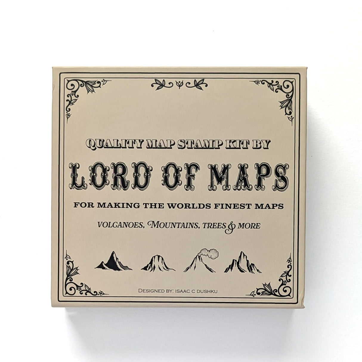 Lord Of Maps Fantasy Map-Making Stamp Kit – 16-Piece Rubber Stamp Set for TTRPG, World Building, Battle Maps, Jounaling, Arts & Crafts - Mountains, Hills, Volcano, Lake, Compass Rose LORD OF MAPS