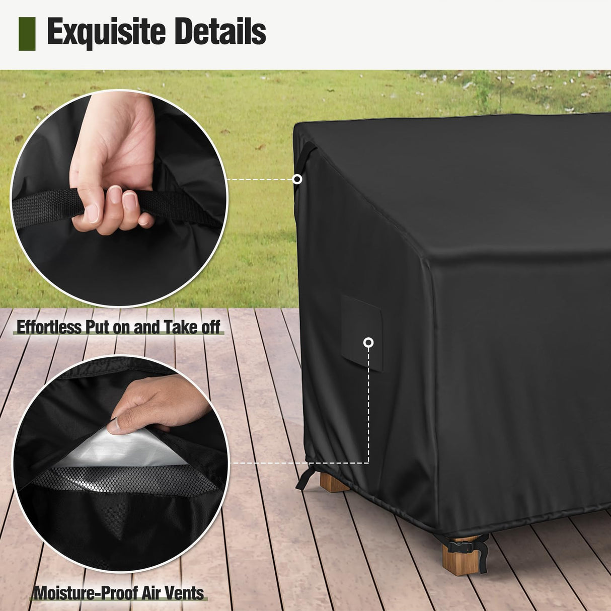 MR. COVER 3-Seater Outdoor Couch Cover Waterproof, 80 Inch Patio Furniture Cover for Sofa, High-Quality Polyester & Double-Stitched Seams, Classic Black MR. COVER