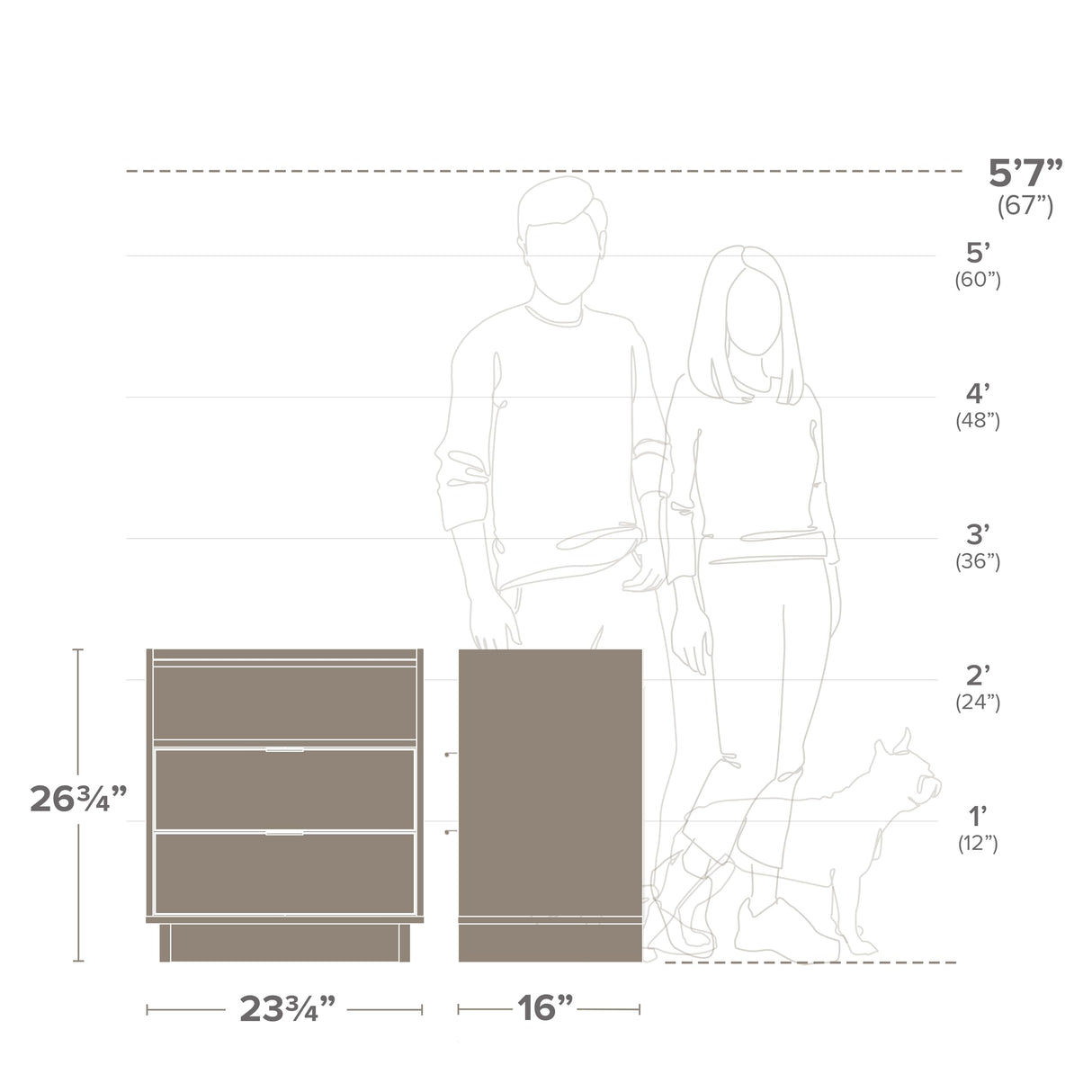 Prepac Simply Modern Nightstand Bedside Table, Black Nightstand for Bedroom, End Table with 2 Drawers and Open Shelf 23.75" W x 26.75" H x 16" D Prepac