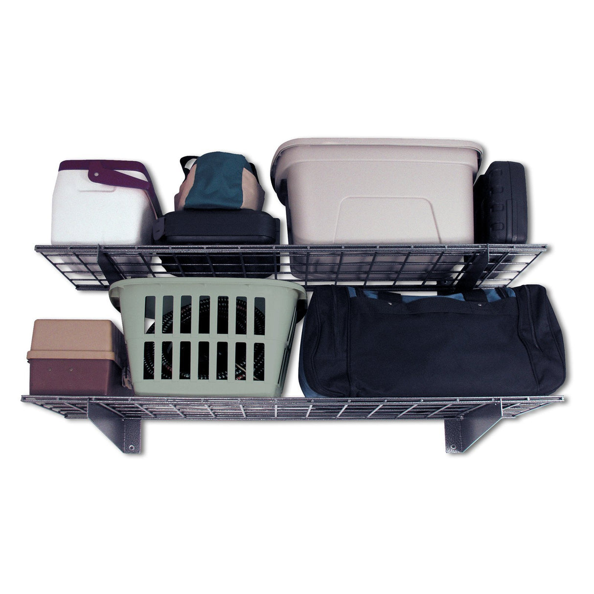 Hyloft 00651 2-Pack Heavy Duty Steel Wall Garage Shelving, 45-Inch X 15-Inch Wall Mounted Shelves for Garage Storage, Low-Profile Brackets, Max Shelf Load 200 Pounds, Hammertone HyLoft