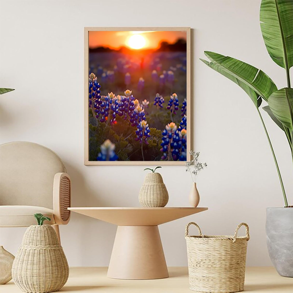 KAYEIUU DIY Bluebonnets on Field Diamond Painting Landscape Paint by Numbers for Adults Full Round Diamond Art Kits for Room Decor Living Room Decor 12x16 inch KAYEIUU