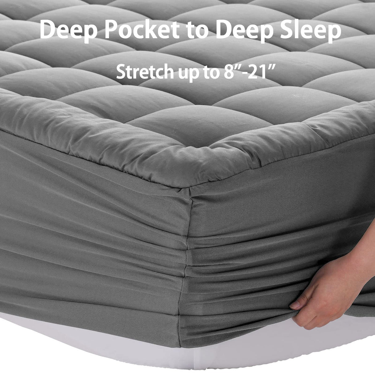 EASELAND King Size Mattress Pad Pillow Top Mattress Cover Quilted Fitted Mattress Protector 8-21" Deep Pocket Cooling Mattress Topper (78x80 Inches, Light Grey) EASELAND