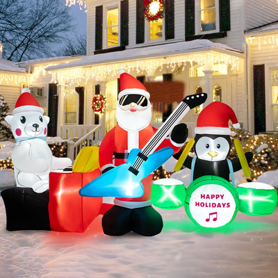 LOYO 8.5 FT Long Christmas Inflatable Outdoor Decoration, Santa Penguin Polar Bear Christmas Blow Up Yard Decorations, Built-in LED Lights Holiday Outdoor Decor for Christmas Party(Polar Bear)