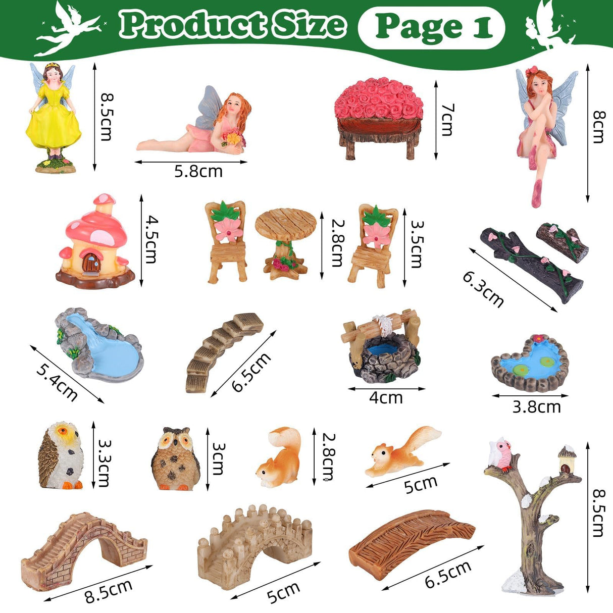 HIYZI 109 Pcs Fairy Garden Accessories Fairy Garden Kit Miniature Fairy Figurines Accessories Fairy Animals Decor Outdoor for DIY Dollhouse HIYZI