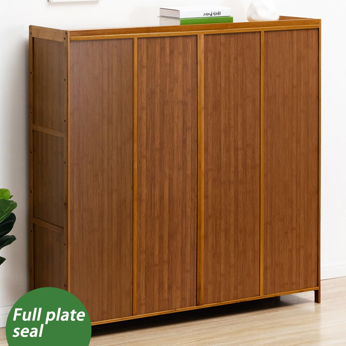 wrdela 7 Tier Bamboo Shoe Storage Cabinet, Freestanding Shoe Rack with Doors, Shoe Cabinet with 1 Flip Drawers Shoe Organizer for Entryway Slim, Hallway, Bedroom (Brown - Flip) wrdela