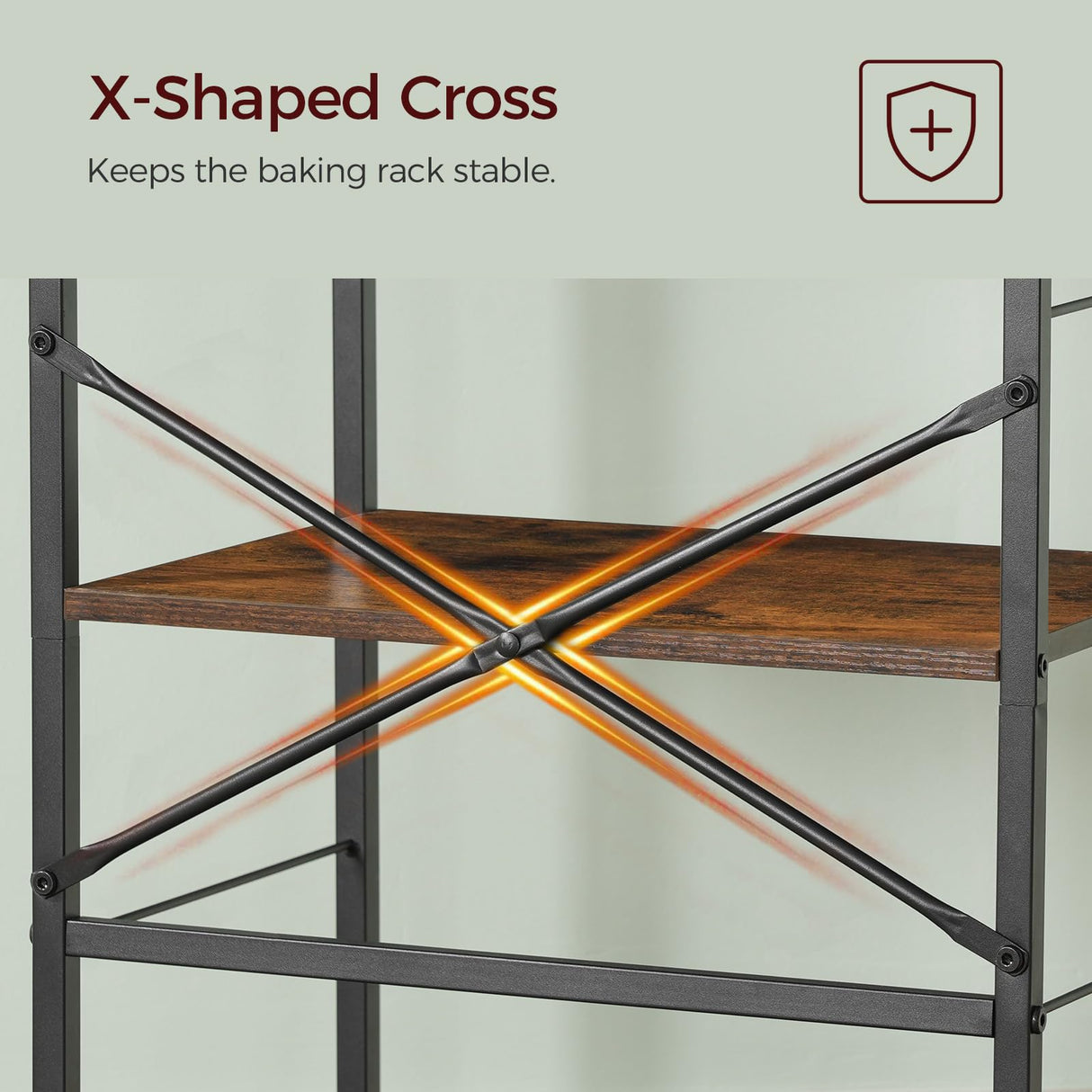 MAHANCRIS Bakers Rack with Drawer, Microwave Stand with Power Outlet, Coffee Bar Station with 4 Hooks, Kitchen Storage Shelf Rack 4 Tiers, for Kitchen, Dining Room, Rustic Brown and Black BRHR48E01 MAHANCRIS