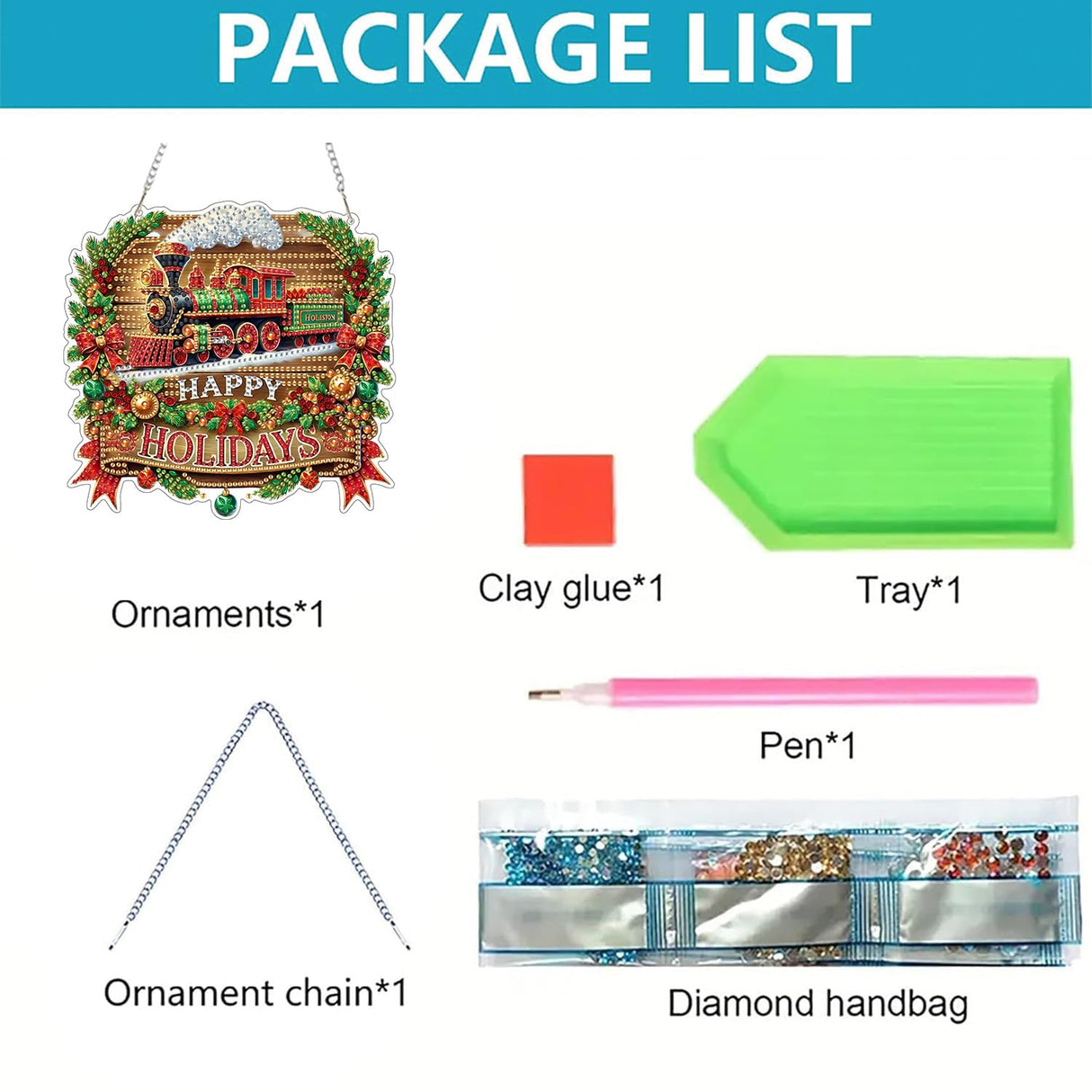 ARPADAMO Diamond Art Painting Pendant Kits 5D Diamond Art Painting Art Hanging Kit Christmas Train DIY Diamond Crystal Window Pendant Kit for Adults Gift Wall Home Decoration ARPADAMO