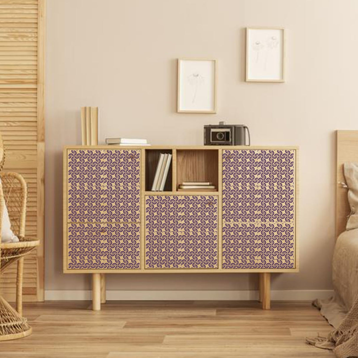 WSICSE 24Pcs Stencils for Painting, Reusable Geometric Painting Stencils Abstract Layering Stencil for Painting on Wood Canvas Furniture Floor Decor DIY Supplies, white WSICSE