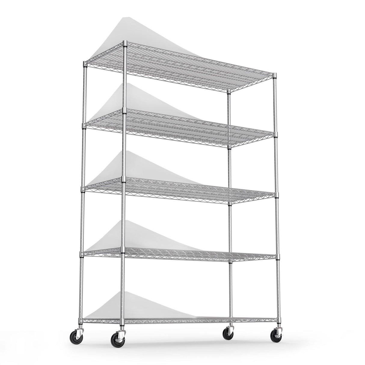 Wire Shelving Unit 5 Tier NSF Metal Shelf,6000lbs Capacity Heavy Duty Adjustable Storage Rack with Wheels & Shelf Liners for Commercial Grade Utility Steel Storage Rack , 82"H x 48"L x 24"D -Chrome pouseayar