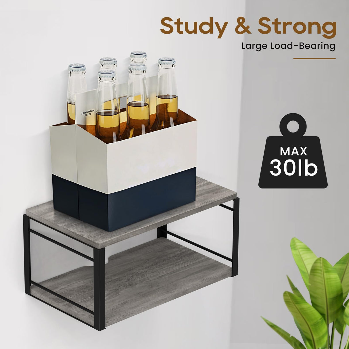 NANAGIFTREE Floating Nightstand Wall Shelf, Wood Bedside Shelf Wall Mounted Nightstand Set of 2, Floating Bedside Table for Bedroom, Living Room, Bathroom, Kitchen, Office (Light Ivory) NANAGIFTREE